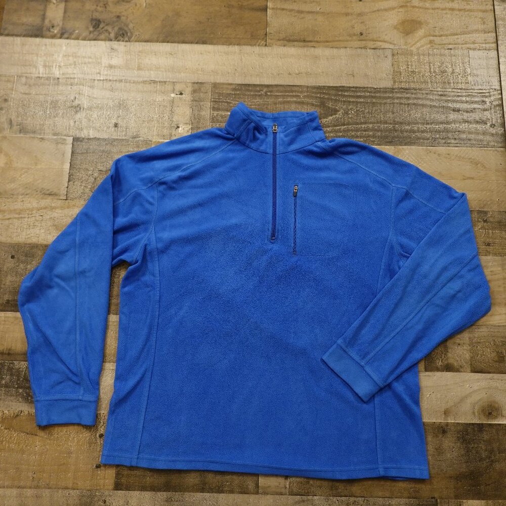 LL Bean Fleece Pullover Quarter Zip Sweatshirt men's large blue